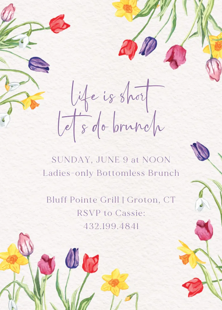 Tulips and daffodils - brunch & lunch invitation